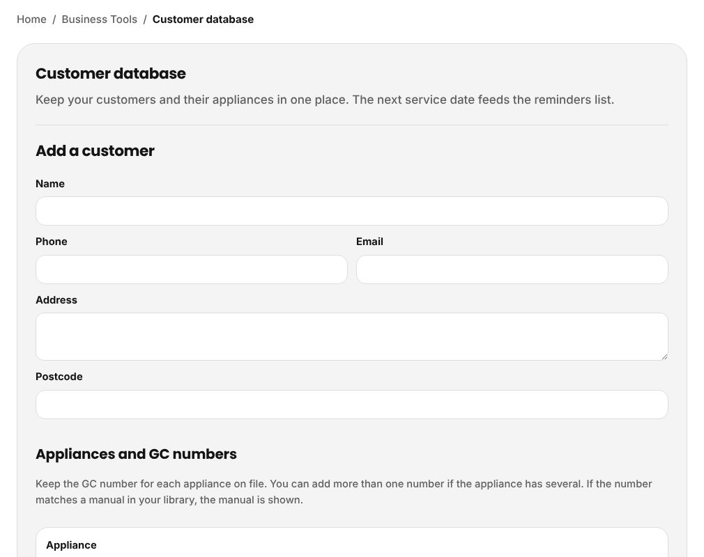 Customer database