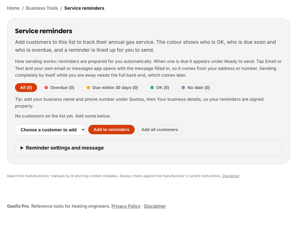 Service reminders